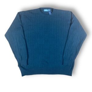 CLAIBORNE Men’s knit sweater texture crazy horse Pattern Large pullover black